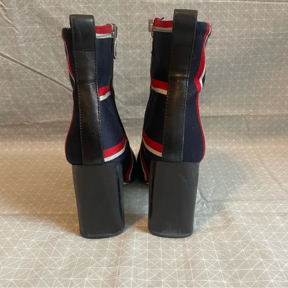 Rag & Bone Ellis Wool Leather Red Navy Striped Boots 37 - Picture 4 of 11